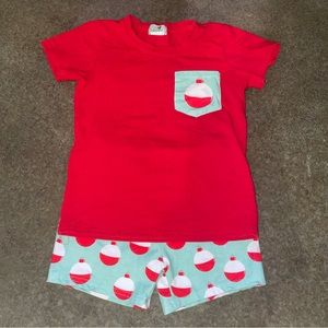 Sassy Stitches 5T boys fishing summer short set